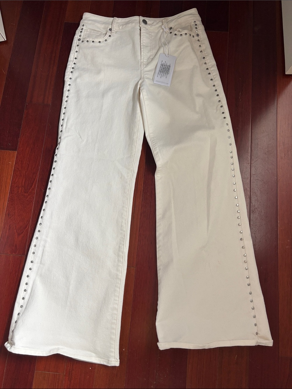 Dear John Wheat Wide-Leg Jeans with Silver Studs